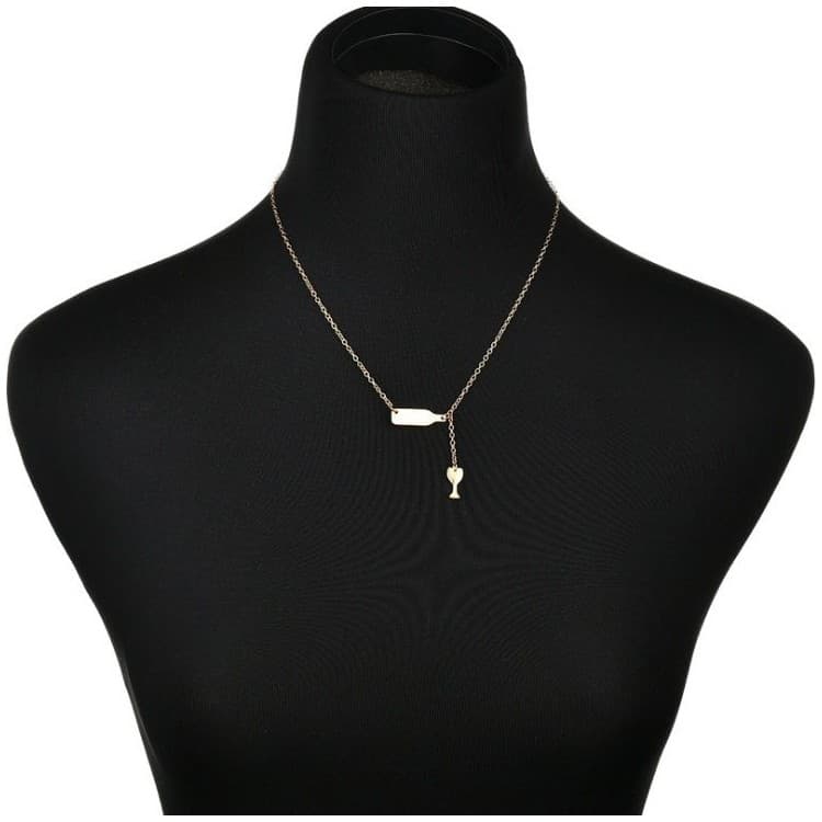 NASZYJNIK ZŁOTY BUTELKA KIELISZEK