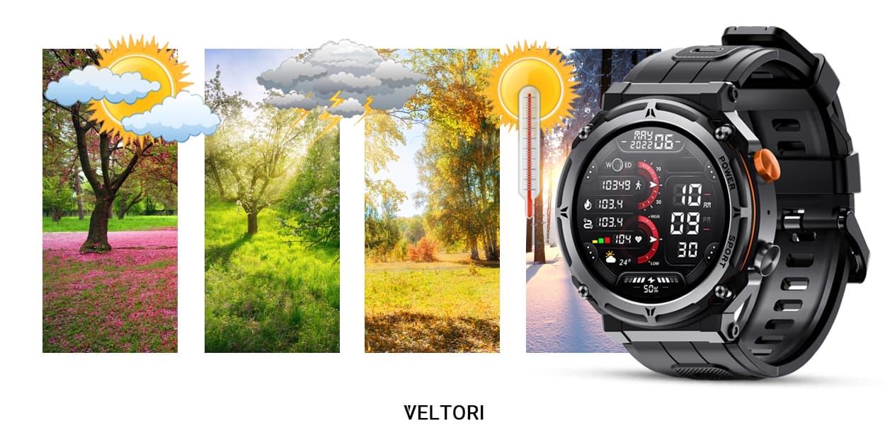 Smartwatch VELTORI VT130-1 Czarny Pasek Silikonowy